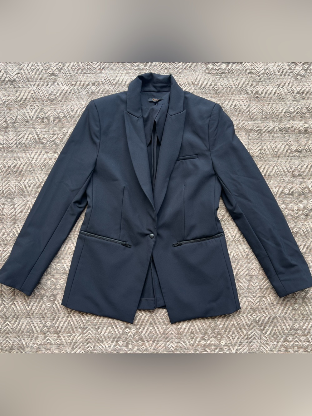 Quince Scuba Blazer Black Size S Convertible Single Breasted Stretch Jacket